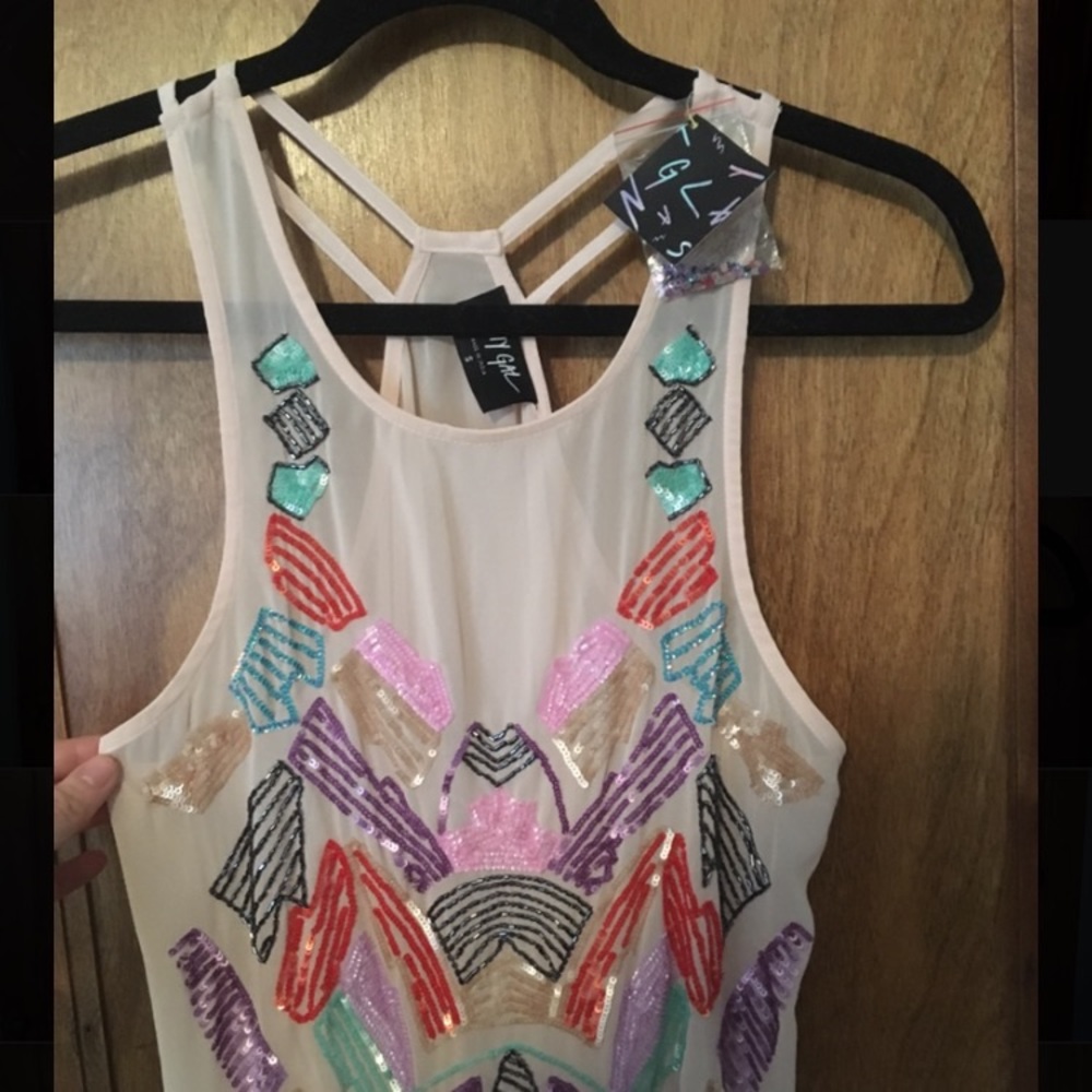 Sheer Beaded Slip Dress